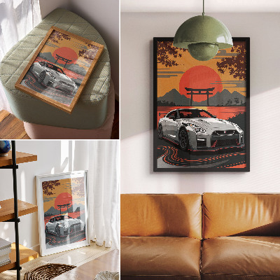 Poster na stenu Auto v harmonickej japonskej krajine
