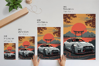 Poster na stenu Auto v harmonickej japonskej krajine
