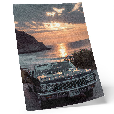 Plagát do obývačky Retro auto západ slnka more nostalgické