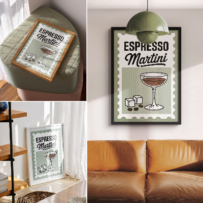 Plagát grafika v retro štýle espresso martini