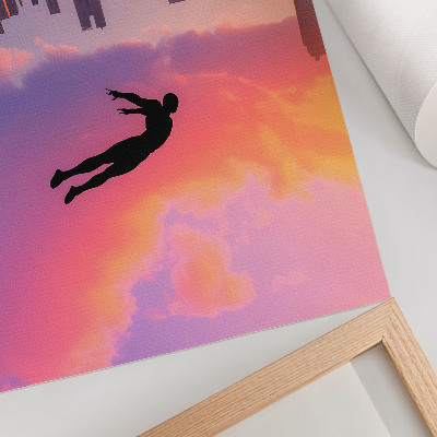 Poster na stenu Silueta moderného mesta na pozadí farebnej oblohy