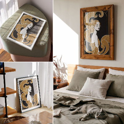 Poster na stenu Elegantná žena umelecké línie kontrast