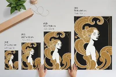 Plagát na stenu elegantná žena s kontrastnými umeleckými líniami