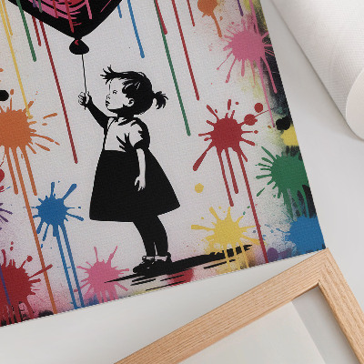 Plagát Čiernobiela postava s farebným graffiti srdcom