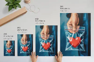 Poster na stenu so silnými kontrastmi červenej a modrej v modernom štýle