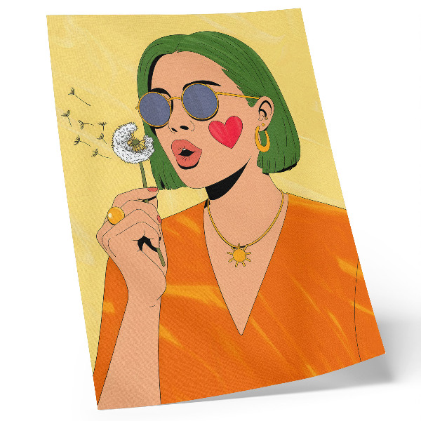 Plagát Pop artová ilustrácia so zelenými vlasmi