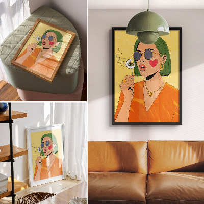 Plagát Pop artová ilustrácia so zelenými vlasmi