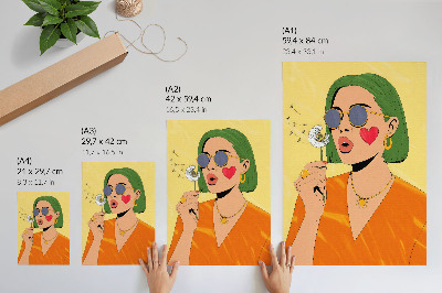 Plagát Pop artová ilustrácia so zelenými vlasmi