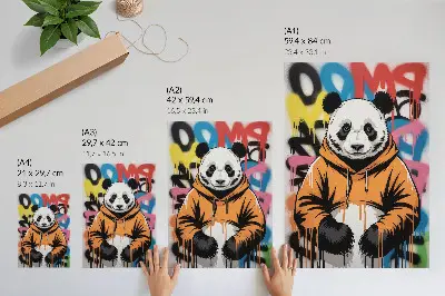 Plagát na stenu panda v graffiti mikine v pouličnom štýle