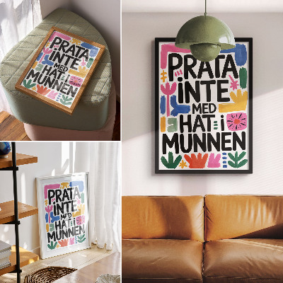 Poster na stenu Čierne písmená, farebné ťahy, moderný štýl