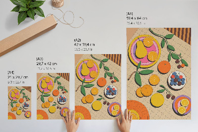 Poster na stenu Dynamická kompozícia ovocia na geometrickom pozadí