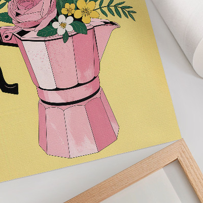 Poster na stenu Moderná ilustrácia s ružovou kanvicou na kávu