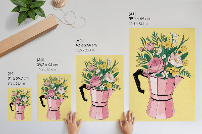 Poster na stenu Moderná ilustrácia s ružovou kanvicou na kávu