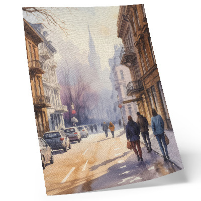 Plagát Mestská ulica zimné stromy pokojná atmosféra
