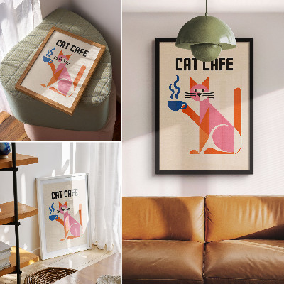 Poster na stenu Kreatívny retro motív mačky z kávy