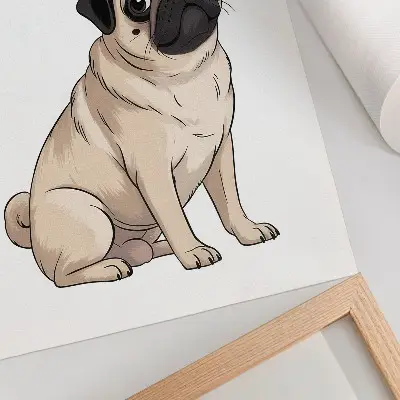 Plagát do obývačky portrét psa v ilustratívnom štýle s jemnými farbami
