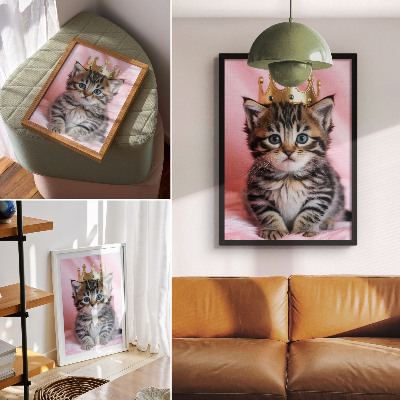 Poster na stenu Dekorácia s korunkou pre mačiatka s ružovými modrými očami