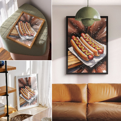 Poster na stenu Chutné hotdogy v veselej, modernej atmosfére