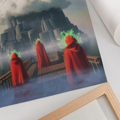 Poster na stenu Hrad v oblakoch postavy v kabátoch surrealizmus