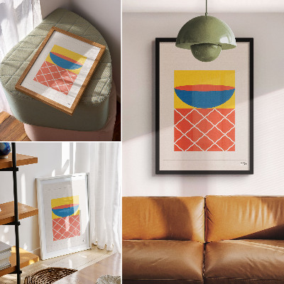 Poster na stenu Žltá, modrá, červená, geometrická kompozícia