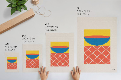 Poster na stenu Žltá, modrá, červená, geometrická kompozícia