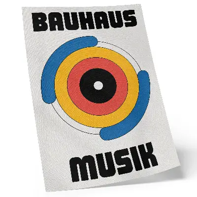 Plagát do obývačky v štýle Bauhaus s kruhmi vo výrazných farbách a moderným dizajnom