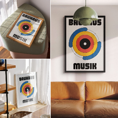 Plagát do obývačky Štýl Bauhaus kruhy silné farby modernosť
