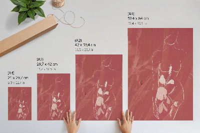 Poster na stenu Ženská silueta a kvety, jemnosť, minimalizmus