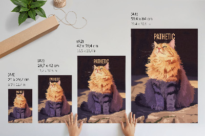 Plagát Mačka s textom oranžovošedábéžová