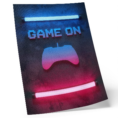 Poster na stenu Dynamika hracej podložky s neónovým pixelovým nápisom