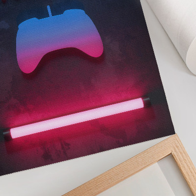 Poster na stenu Dynamika hracej podložky s neónovým pixelovým nápisom