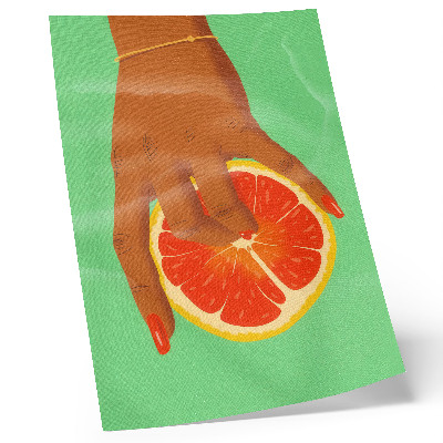 Plagát Ruka s grapefruitom, žiarivé farby, pop art