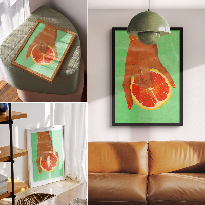 Plagát Ruka s grapefruitom, žiarivé farby, pop art