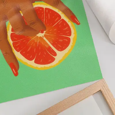 Plagát ruka s grapefruitom v pestrých pop-artových farbách