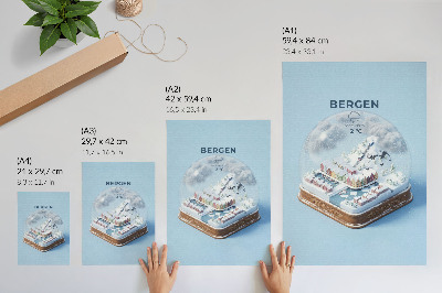 Poster na stenu Miniatúrne mestečko v snehovej guli