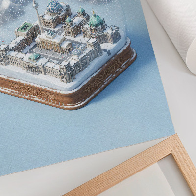 Plagát do obývačky Miniatúrne mesto v sklenenej snehovej guli