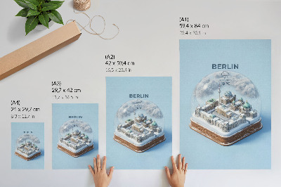 Plagát do obývačky Miniatúrne mesto v sklenenej snehovej guli