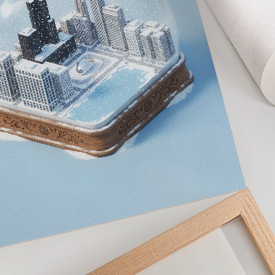 Poster na stenu Miniatúrne mesto v zimnom prostredí