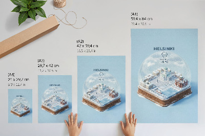Plagát Miniatúrne Helsinki v snehovej guli