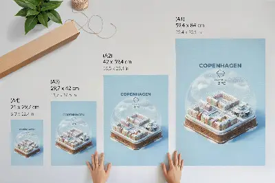 Poster na stenu vianočná krajina zázrakov v snehovej guli v teplých farbách