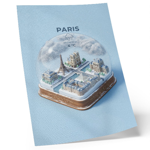Poster na stenu Model snehovej gule v zime v Paríži