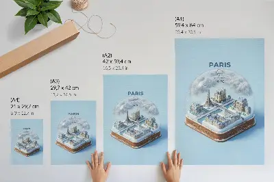 Plagát na stenu motív zimnej snehovej gule v Paríži