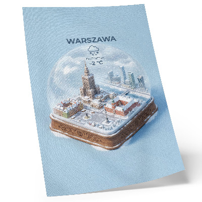 Plagát Varšava zima sklenená guľa snehová architektúra