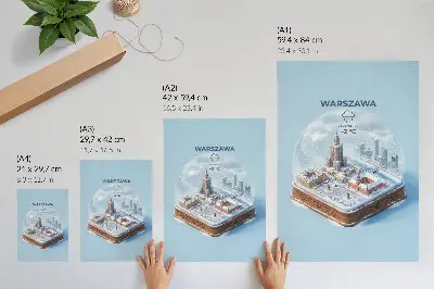 Plagát zimná architektúra Varšavy so snehovou guľou
