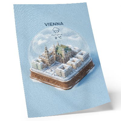 Poster na stenu Miniatúrna panoráma Viedne v sklenenej guli