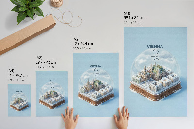 Poster na stenu Miniatúrna panoráma Viedne v sklenenej guli
