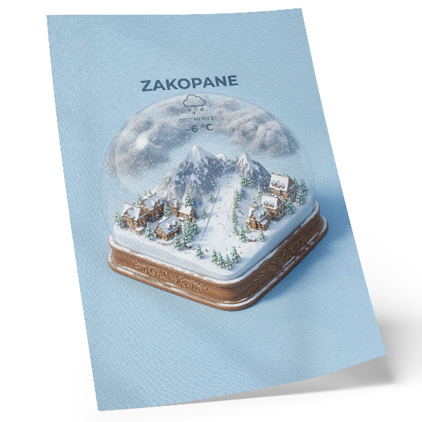 Poster na stenu Zimná krajina zázrakov v guli, pokojné farby, horské čaro