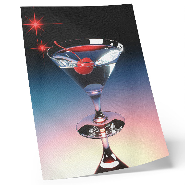 Poster na stenu Elegantný koktailový pohár s červenou čerešňou