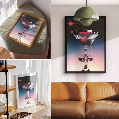 Poster na stenu Elegantný koktailový pohár s červenou čerešňou