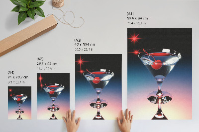 Poster na stenu Elegantný koktailový pohár s červenou čerešňou